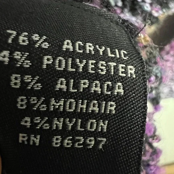 BCBGMAXAZRIA Purple Multi Color Speckled Knit Long Open Front Cardigan Sweater M - Picture 7 of 8